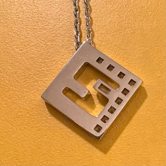 Fendi NIB NWT Pavé Crystal Pendant Necklace FF Logo - Picture 8 of 8